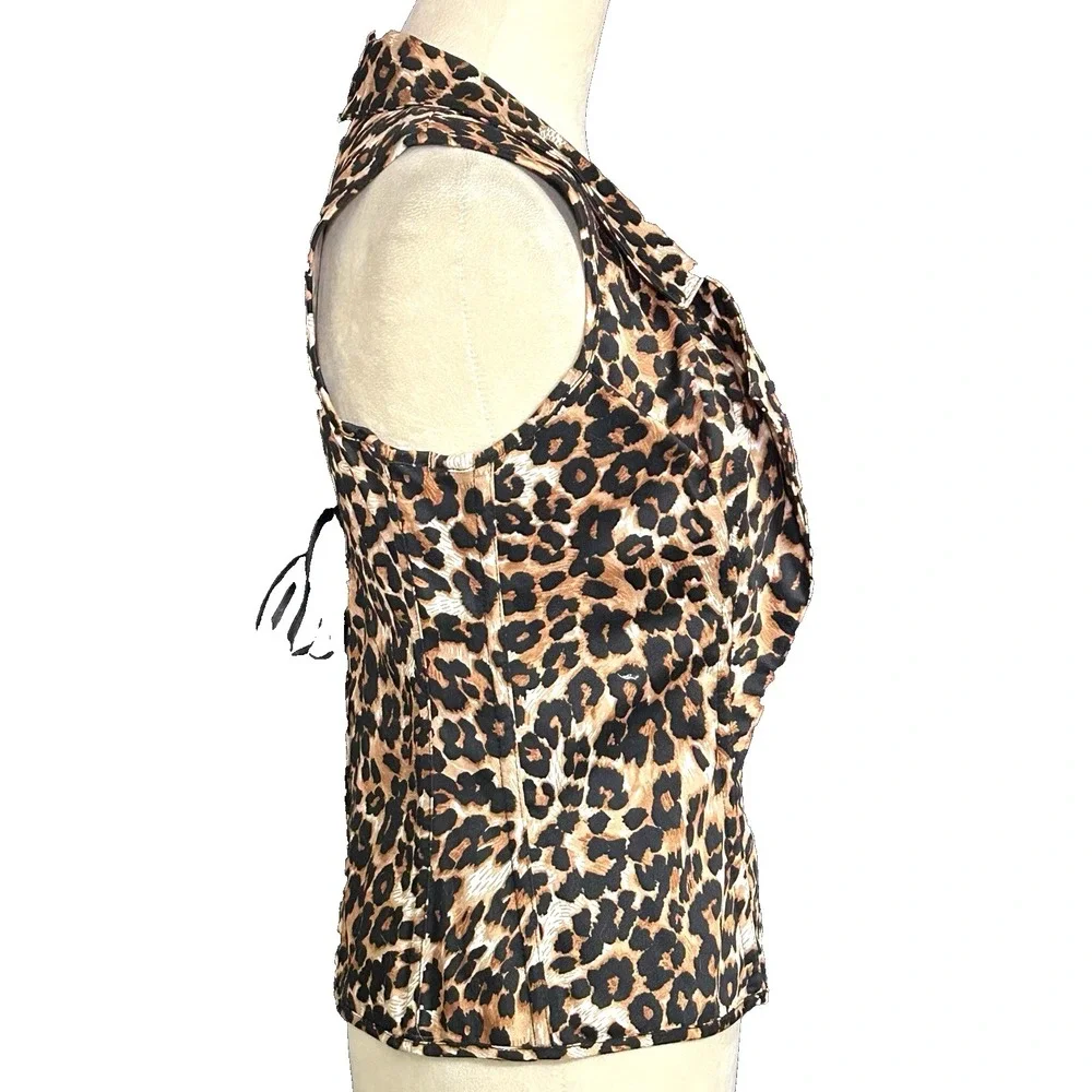 AWESOME Y2K Shirley of Hollywood Leopard Print True Corset Top Boning Zip 38 - Picture 4 of 16